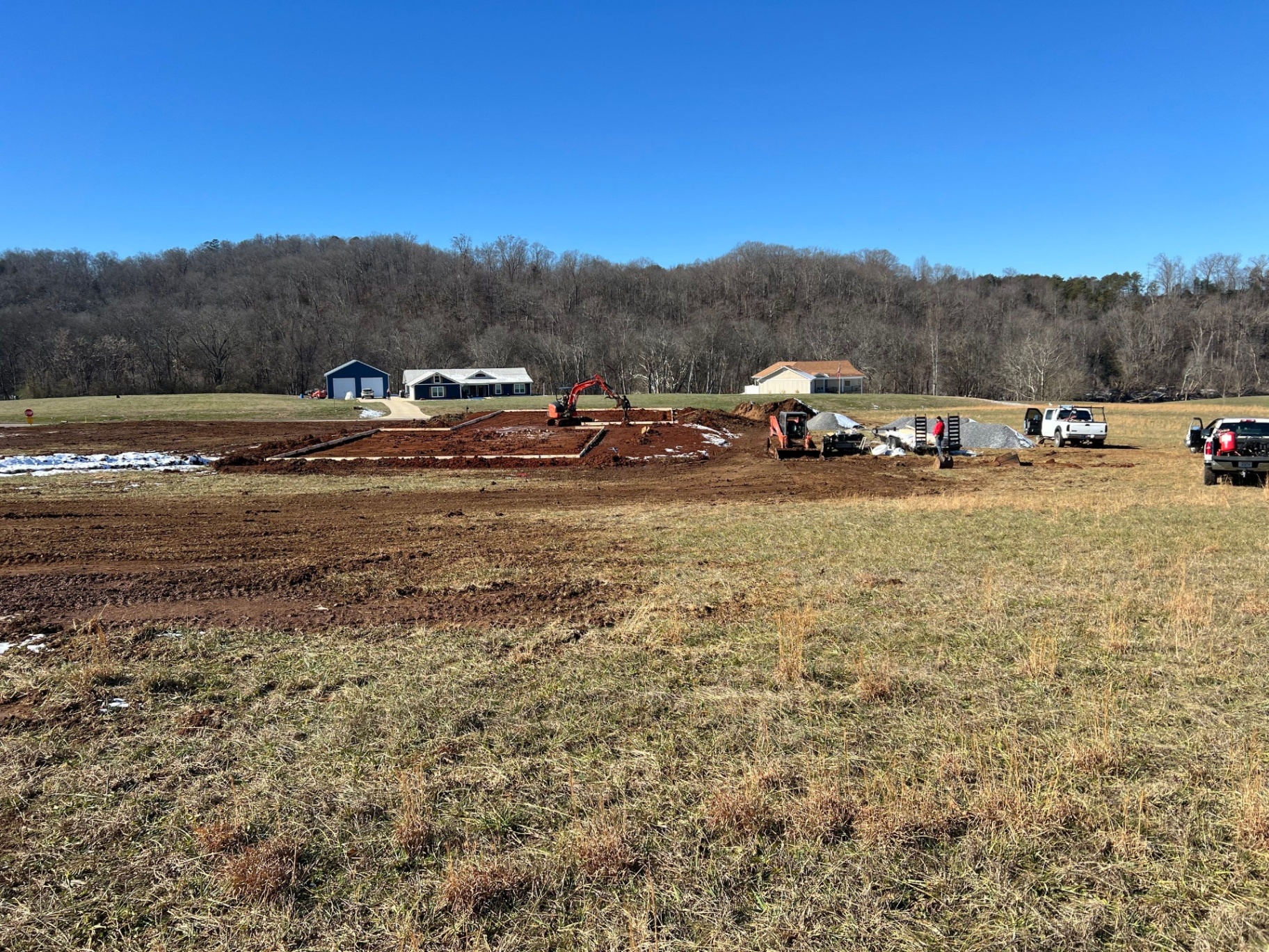 Foundation work with excavator on-site