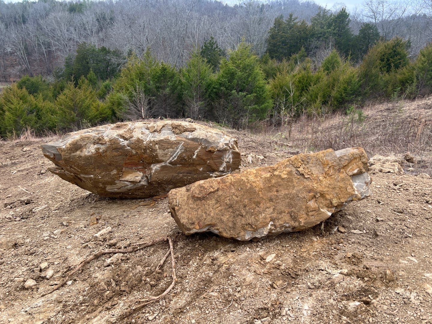 Large boulders removed during site work